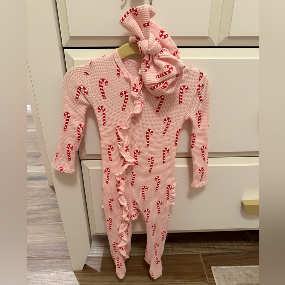 Spearmint Love Candy Cane Onesie & Bow